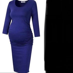 Miss Qee Royal Blue Ruched Long Sleeve Maternity Dress. Vivid & Sexy! New w tags